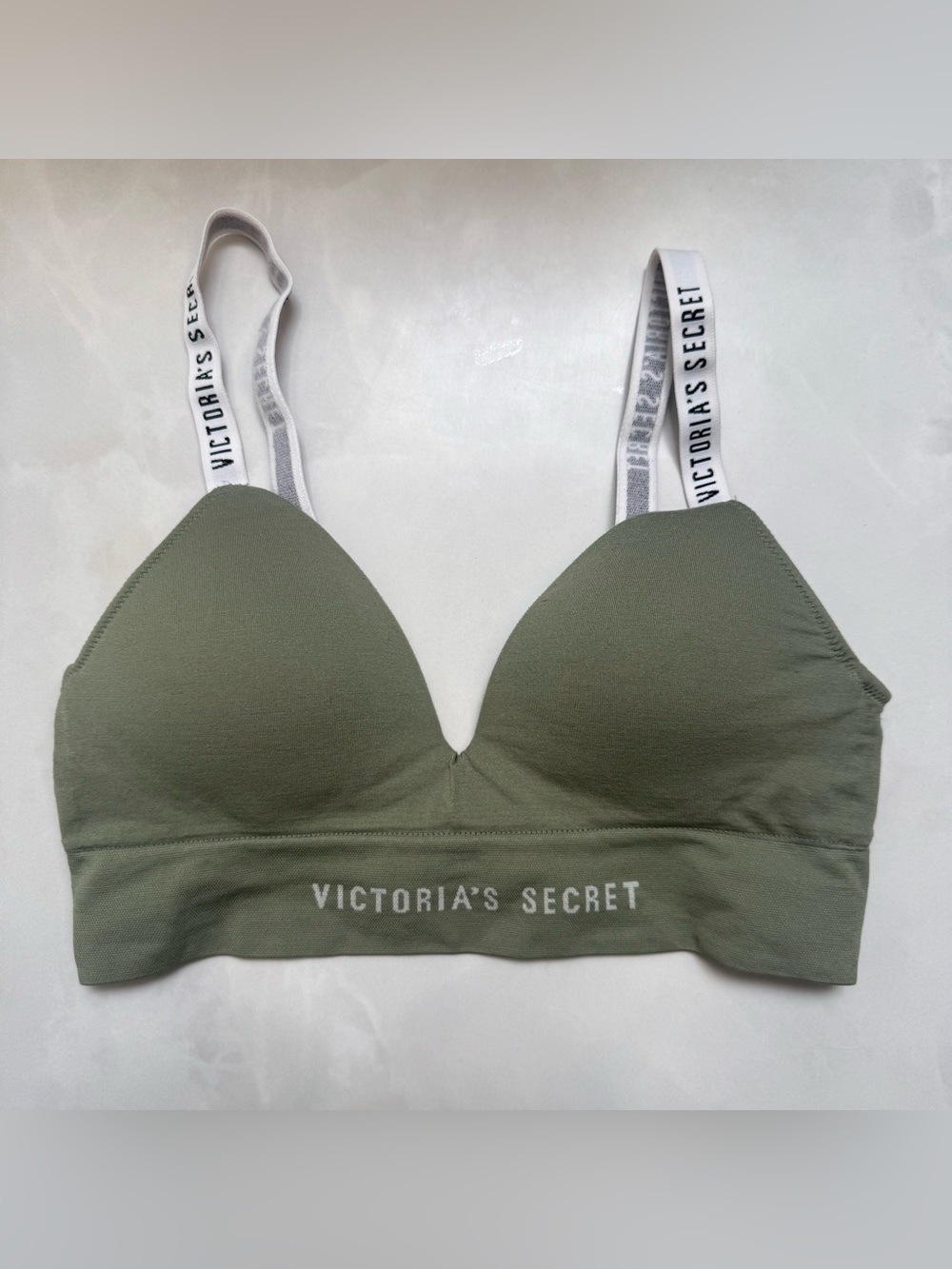 Victoria's Secret Olive Green Wireless Bralette with Logo Straps